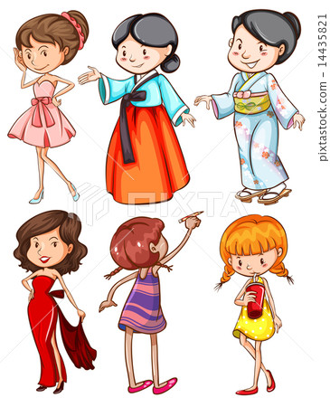 Girls with different attires 14435821