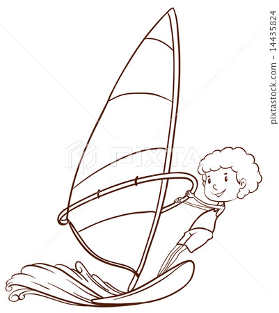 A simple sketch of a man playing in the sea 14435824