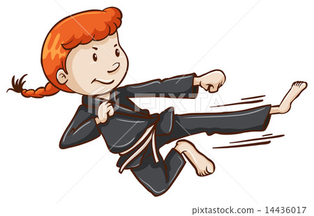 A simple sketch of a girl doing martial arts 14436017