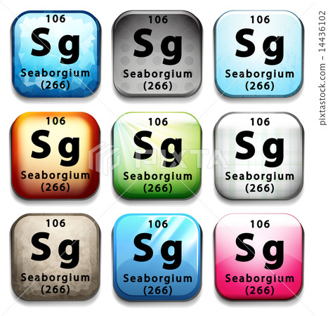A button with the chemical Seaborgium 14436102