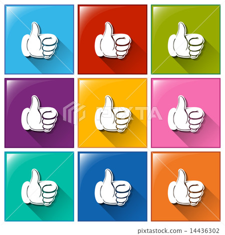 Buttons with hands showing an approve sign Buttons with hands showing an approve sign 14436302