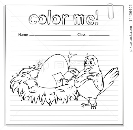 A worksheet with a nest and a bird 14436403