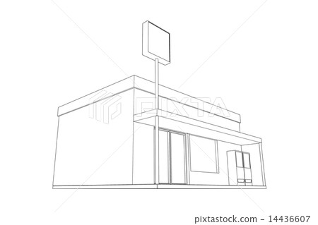 Line drawing of convenience store 14436607