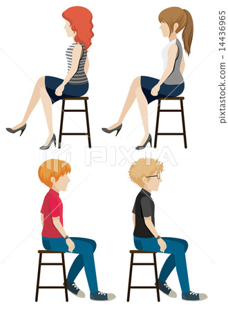 Four faceless people sitting 14436965