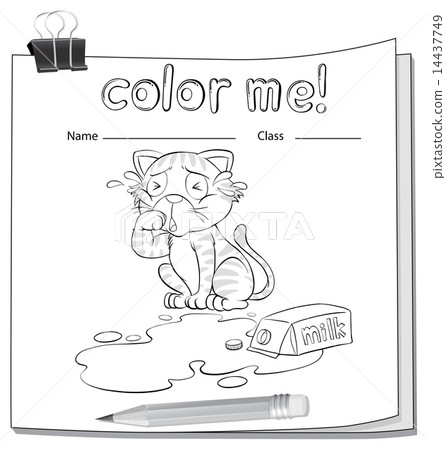 Coloring worksheet with a crying cat 14437749