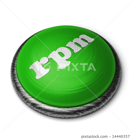rpm word on green button isolated on white 14440357