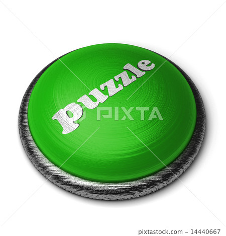 puzzle word on green button isolated on white 14440667