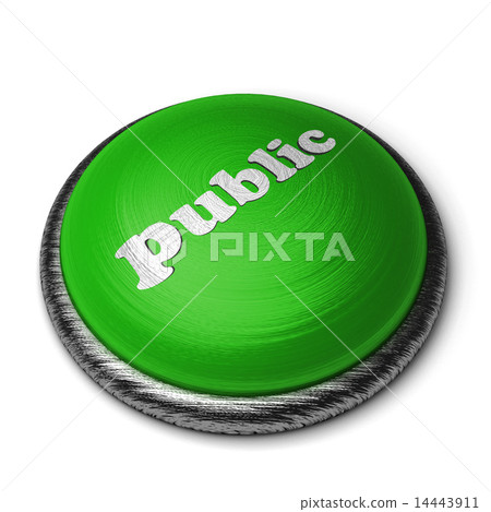 public word on green button isolated on white 14443911