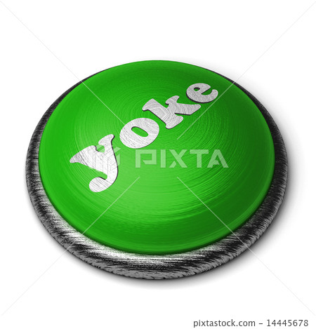 yoke word on green button isolated on white 14445678