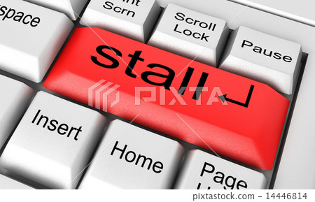 stall word on white keyboard 14446814