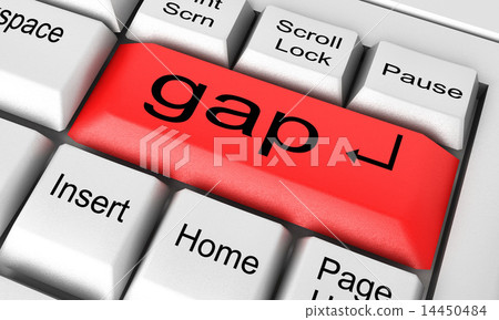 gap word on white keyboard 14450484