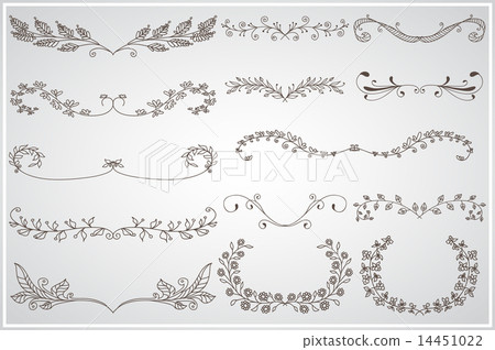 Big set of elegant calligraphic foliate borders 14451022