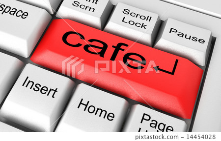 cafe word on white keyboard 14454028