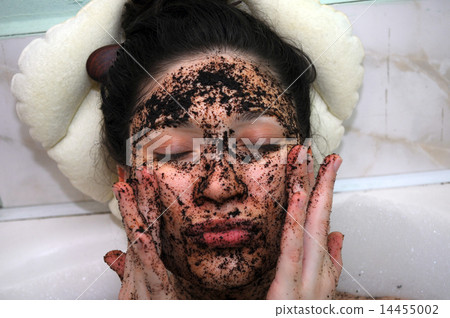 portrait of girl in cosmetic mask of coffee portrait of girl in cosmetic mask of coffee 14455002