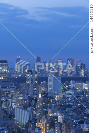 東京城市景觀暮光之城觀賞澀谷和新宿摩天大樓群 東京城市景觀暮光之城觀賞澀谷和新宿摩天大樓群 14455110