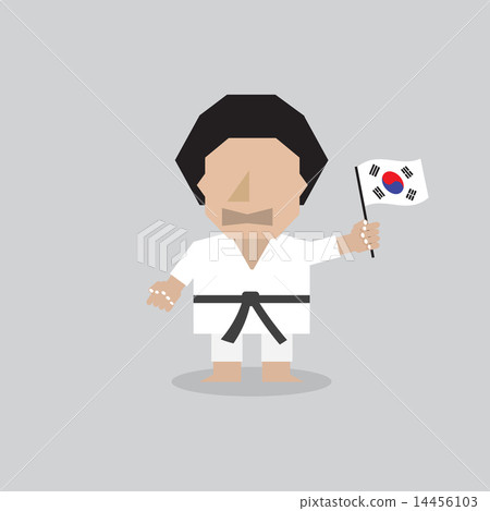 Taekwondo Man With South Korean Flag Taekwondo Man With South Korean Flag 14456103