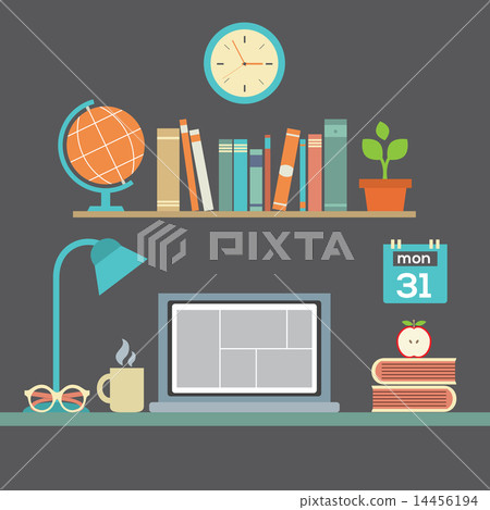 Flat Design Workplace Flat Design Workplace 14456194