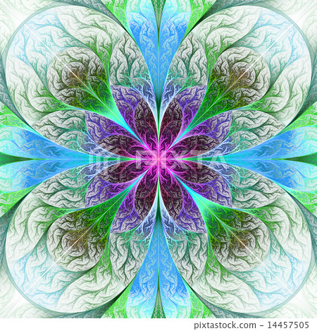 Beautiful fractal flower in pink, blue and green.  14457505
