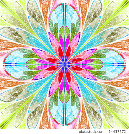 Multicolored symmetrical fractal flower in  14457572