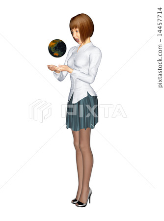 骯髒的地球和驚人的逗人喜愛的女性3DCG例證材料 骯髒的地球和驚人的逗人喜愛的女性3DCG例證材料 14457714