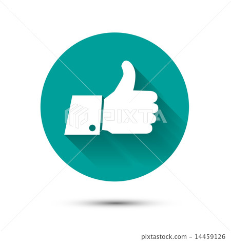Social like flat icon on green background with shadow Social like flat icon on green background with shadow 14459126