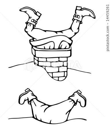 Vector  silhouettes funny stuck Santa Claus. 14459261