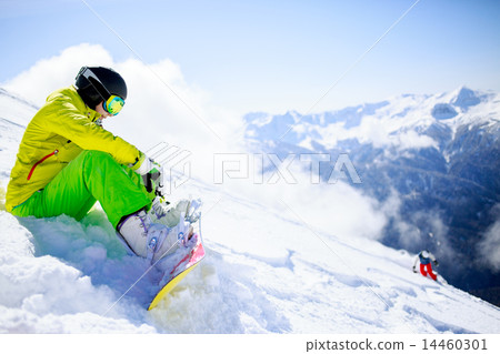 Snowboarder sitting Snowboarder sitting 14460301