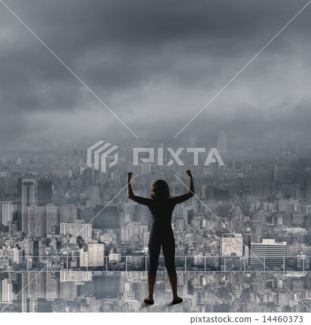silhouette of Asian woman 14460373