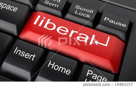 liberal word on red keyboard button 14463157
