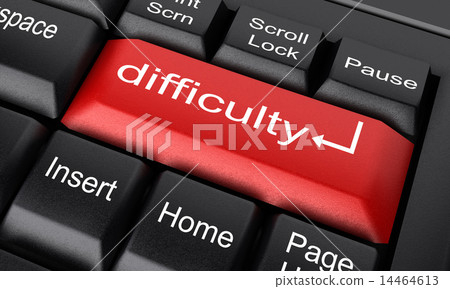 difficulty word on red keyboard button 14464613