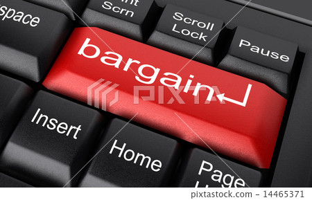 bargain word on red keyboard button bargain word on red keyboard button 14465371