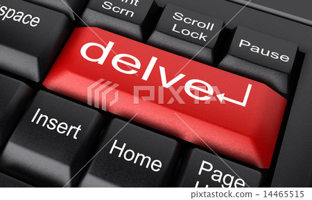 delve word on red keyboard button 14465515