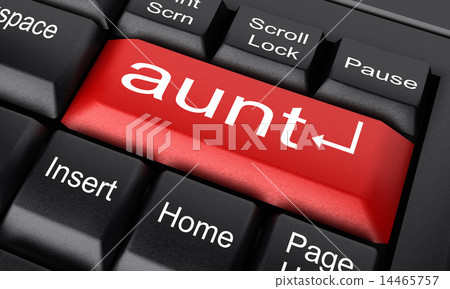 圖庫插圖: aunt word on red keyboard button