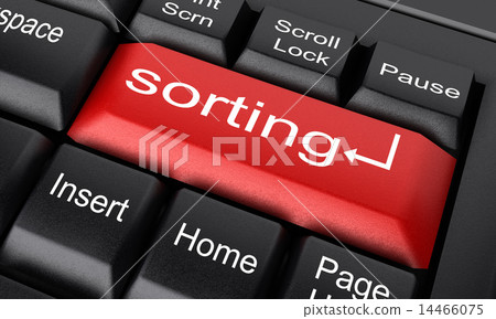 sorting word on red keyboard button 14466075
