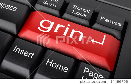 grin word on red keyboard button grin word on red keyboard button 14466706