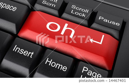 oh word on red keyboard button 14467401