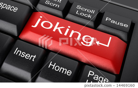 joking word on red keyboard button 14469160