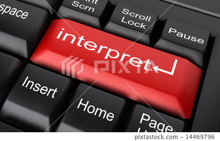 interpret word on red keyboard button 14469796
