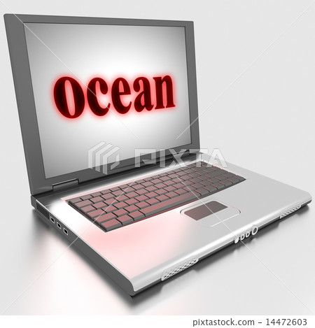 ocean word on laptop 14472603