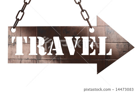 travel word on metal pointer 14473083