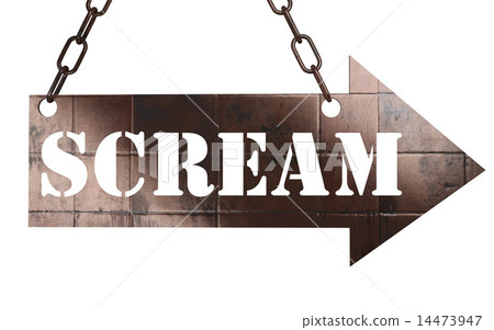 scream word on metal pointer 14473947