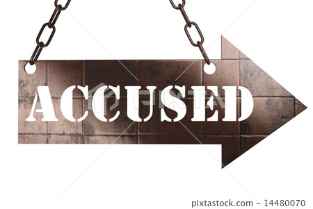 accused word on metal pointer 14480070
