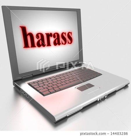 harass word on laptop 14483286