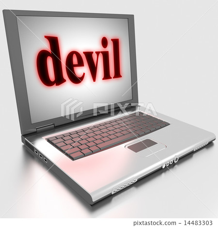 devil word on laptop 14483303