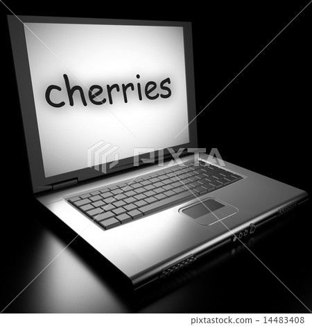cherries word on laptop cherries word on laptop 14483408