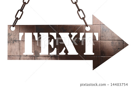 text word on metal pointer 14483754