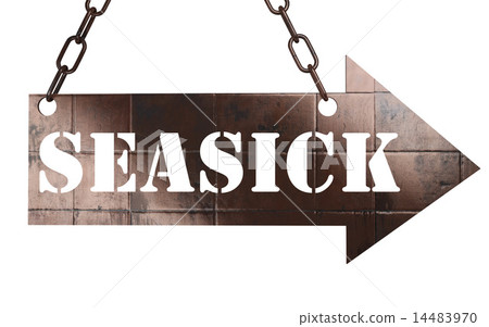seasick word on metal pointer 14483970