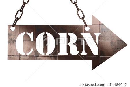 corn word on metal pointer 14484042