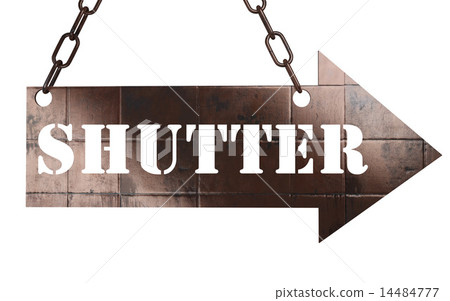 shutter word on metal pointer shutter word on metal pointer 14484777