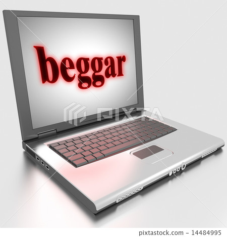 beggar word on laptop 14484995